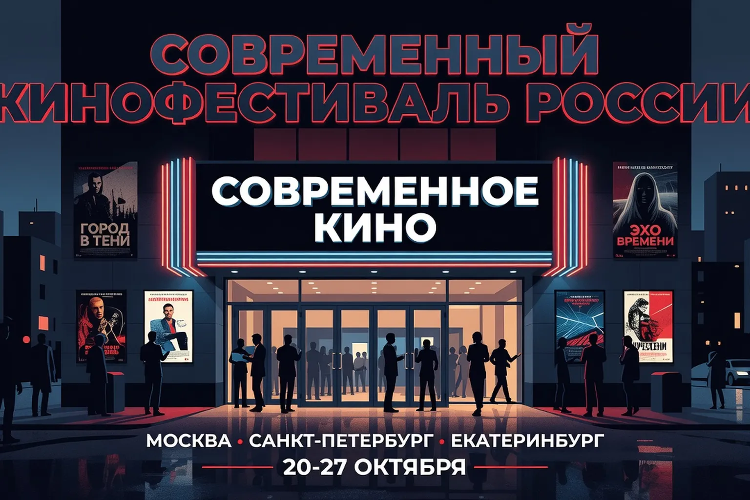 Affiche de cinéma russe contemporaine style festival