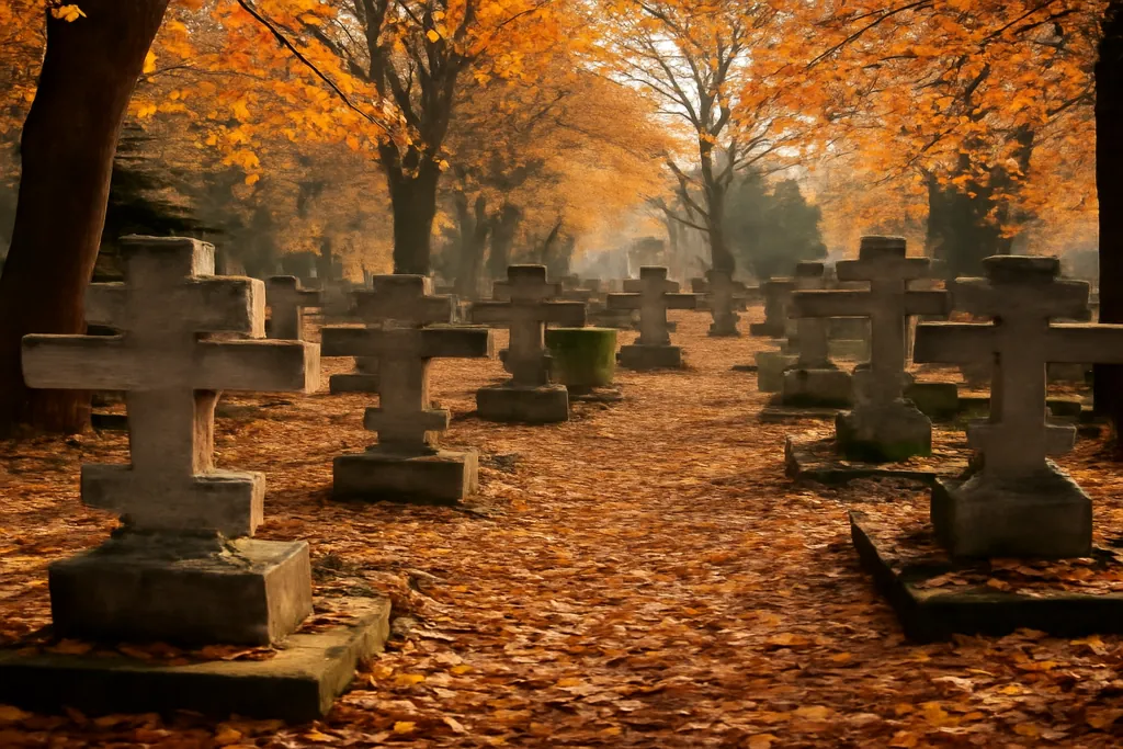 Cimetiere russe de Sainte-Genevieve-des-Bois en automne