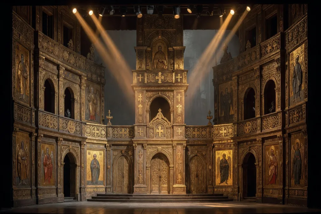 Decor d'opera style iconostase pour Boris Godounov