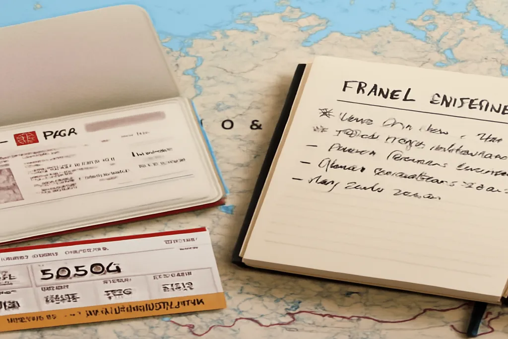 Visa russe dans passeport avec carte de la Russie et billet de train